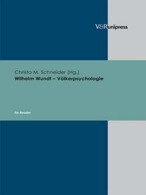cover image of Wilhelm Wundt – Völkerpsychologie